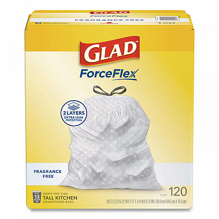 Tall Kitchen Drawstring Trash Bags with LeakGuard, 13 gal, Unscented, 23.47