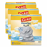 ForceFlex Kitchen Drawstring Trash Bags, 13 gal, Fresh Clean Scent, 24" x 27.38", White, 80 Bags/Box, 3 Boxes/Carton (78899)