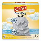 ForceFlex Kitchen Drawstring Trash Bags, 13 gal, Fresh Clean with Febreze Freshness, 24 x 27.38, White, 80/Box (78899BX)