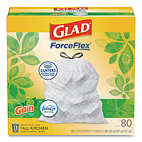 ForceFlex Kitchen Drawstring Trash Bags, 13 gal, Gain Original Scent, 24 x 27.38, White, 80/Box (78900BX)