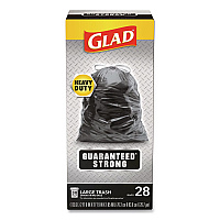 Guaranteed Strong Large Drawstring Trash Bags, Three-Ply, 30 gal, 1.05 mil, 30 x 33, Black, 28/Box (78966BX)