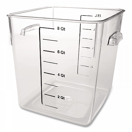 SpaceSaver Square Containers, 8 qt, 8.8 x 8.75 x 8.75, Plastic, Clear (FG630800CLR)