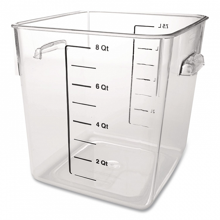 SpaceSaver Square Containers, 8 qt, 8.8 x 8.75 x 8.75, Plastic, Clear (FG630800CLR)