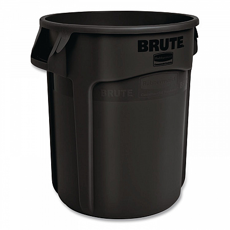 Vented Round BRUTE Container, 10 gal, Resin, Black (1926827)