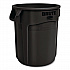 Vented Round BRUTE Container, 10 gal, Resin, Black (1926827)