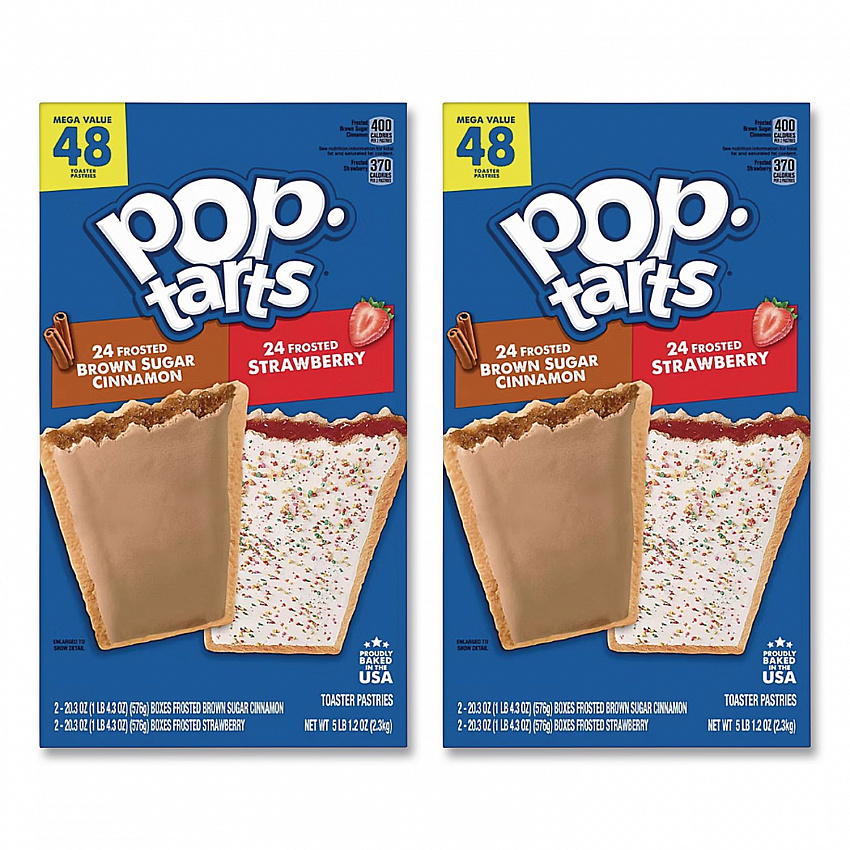 Pop Tarts, Brown Sugar Cinnamon/Strawberry, 2/Pouch, 24 Pouches Box, 2 Boxes/Carton (60004083)