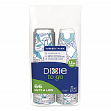 To Go Paper Cups and Lids Combo, 12 oz, Blue/White, 66/Pack (15030)