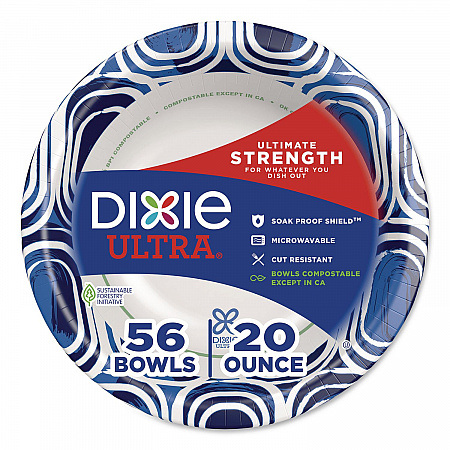 Paper Bowls, 20 oz, Blue/Black/White, 56/Pack (15810)