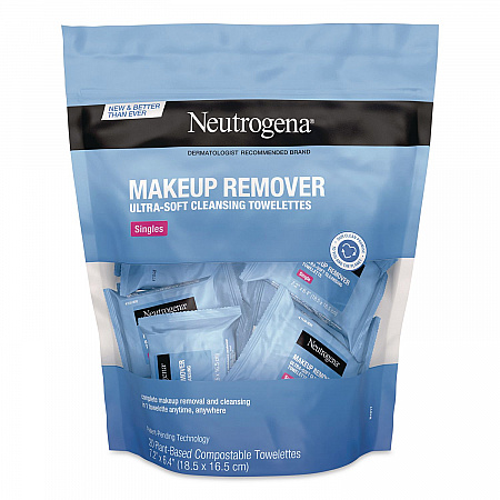 Makeup Remover Ultra-Soft Cleansing Towelettes, 7.2 x 6.4, Unscented, White, 20/Pack (10253)