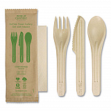 NoTree Cutlery, Light Mediumweight, Fork/Knife/Spoon/Napkin, Paper, Natural, 250/Carton (ASNTTN)