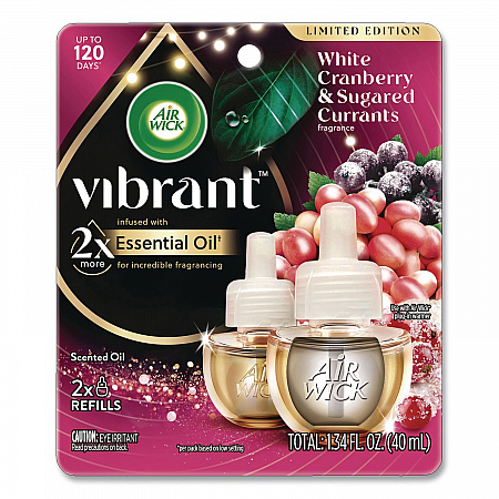 Vibrant Scented Oil Warmer Refill, Limited Edition, White Cranberry and Sugared Currants, 0.67 oz, 2/Pack (6233800898)