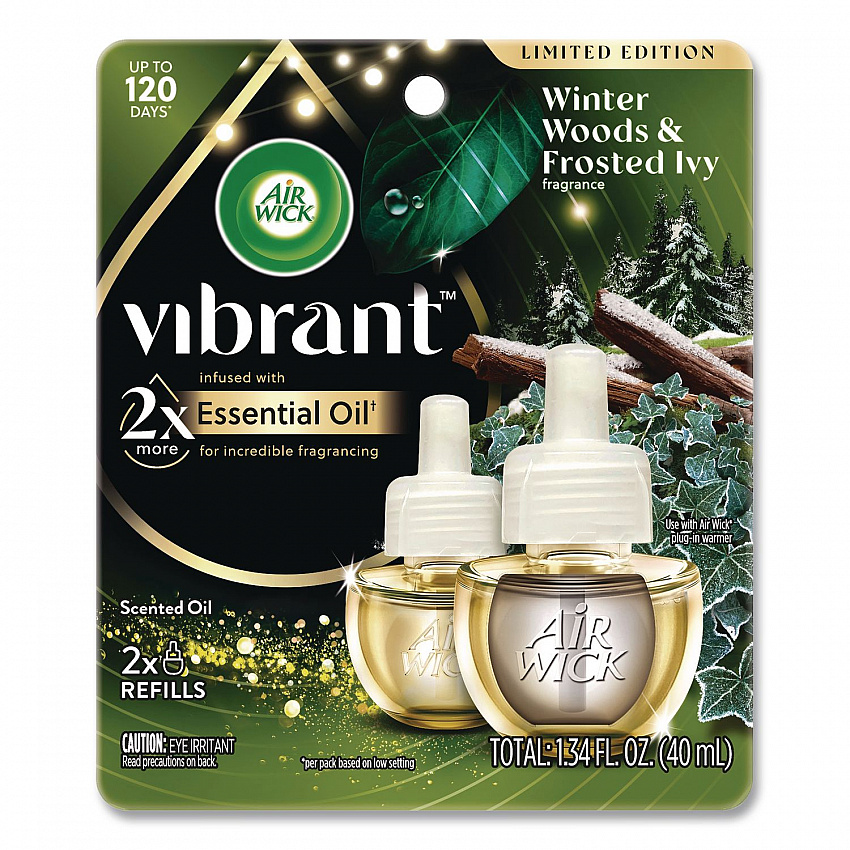 Vibrant Scented Oil Warmer Refill, Limited Edition, Winter Woods and Frosted Ivy, 0.67 oz, 2/Pack (6233803463)