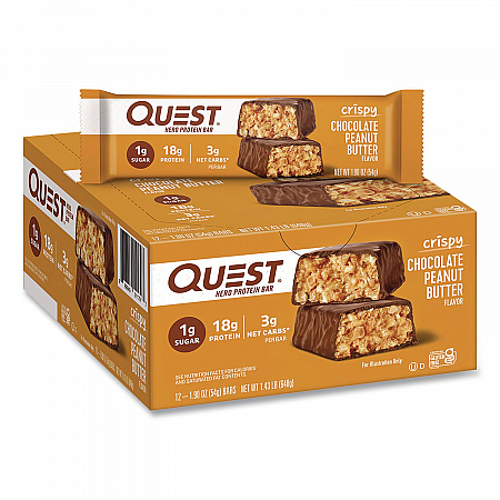 Protein Bars, Chocolate Peanut Butter, 1.9 oz Bar, 12/Box (QUN01179)
