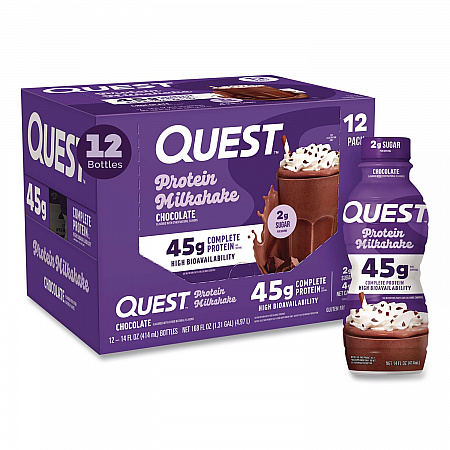Protein Milkshakes, Chocolate, 14 oz Bottle, 12/Carton (QUN01598)