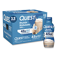 Protein Milkshakes, Vanilla, 14 oz Bottle, 12/Carton (QUN01602)