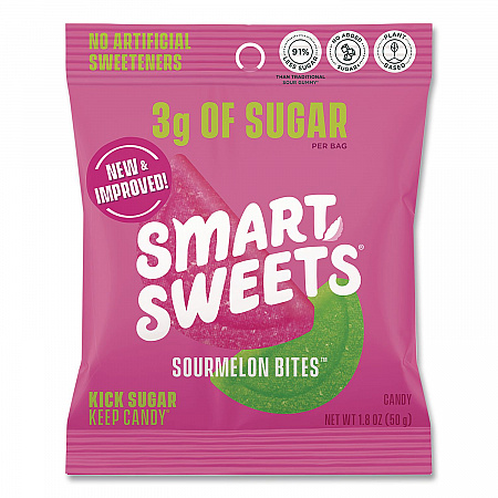 Sourmelon Bites Gummy Candy, Watermelon, 1.8 oz Packet, 12/Box (SMW20080)