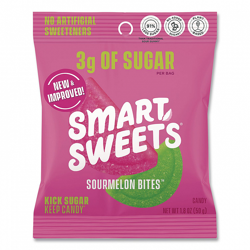 Sourmelon Bites Gummy Candy, Watermelon, 1.8 oz Packet, 12/Box (SMW20080)
