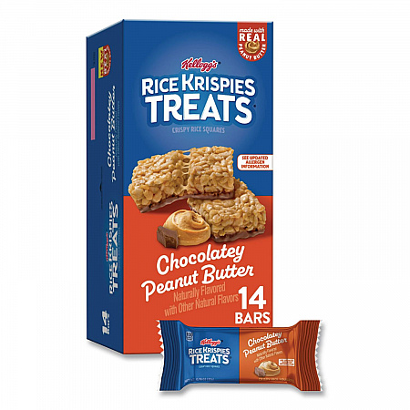Rice Krispies Treats Crispy Rice Squares, Chocolatey Peanut Butter, 0.78 oz Bar, 14/Box (KEE30684)