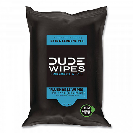 Extra Large Flushable Wipes, 7 x 7, Fragrance Free, White, 18 Wipes (300636)