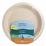 Fiber Plates, 9" dia, Natural, 20/Pack (PLRTSCU9)