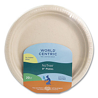Fiber Plates, 9" dia, Natural, 20/Pack (PLRTSCU9)