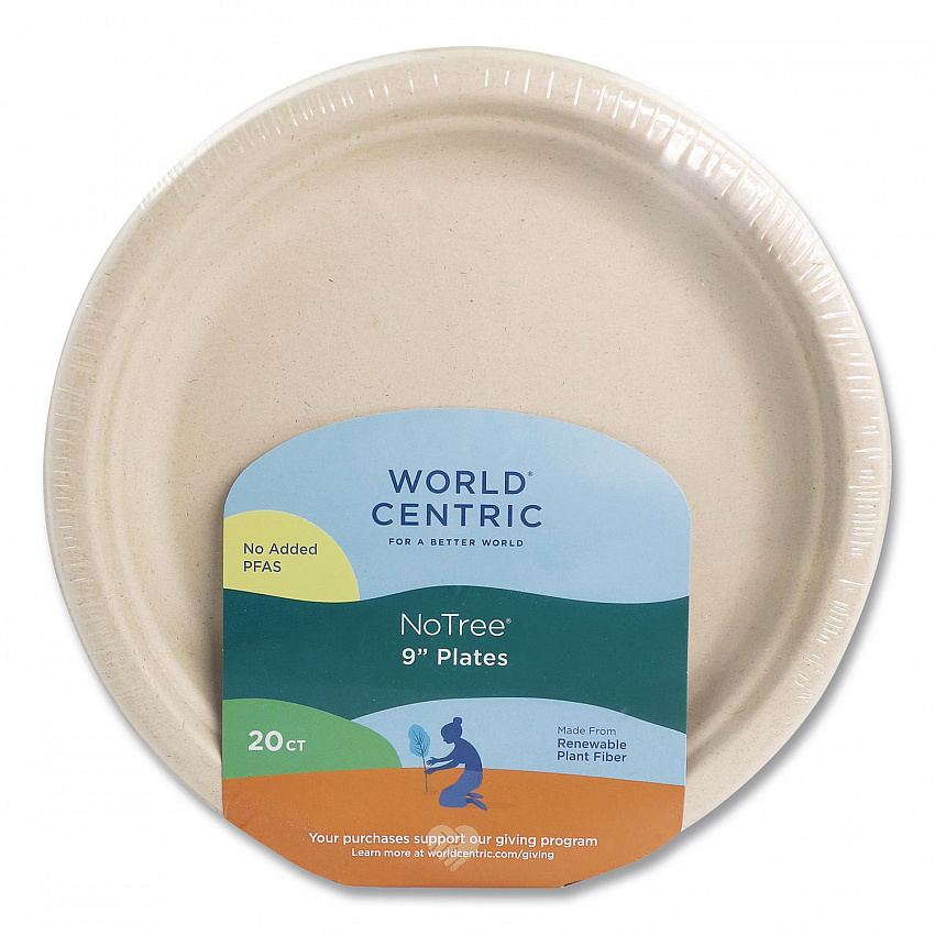 Fiber Plates, 9" dia, Natural, 20/Pack (PLRTSCU9)