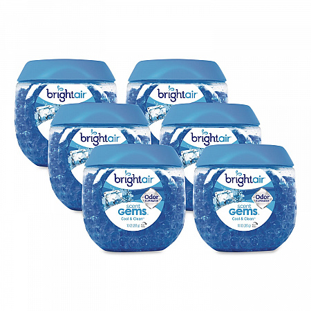 Scent Gems Odor Eliminator, Cool and Clean, Blue, 10 oz Jar, 6/Carton (900228CT)