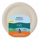 Fiber Plates, 10" dia, Natural, 20/Pack (PLRTSCU10)