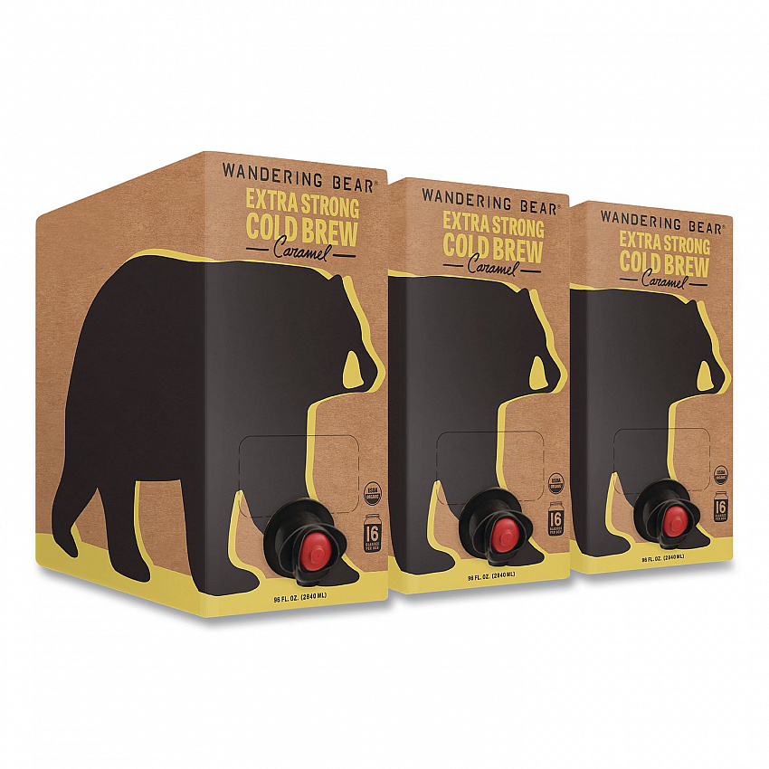 Caramel Cold Brew Coffee Tap Box, 96 oz, 3/Carton (WBC00748)