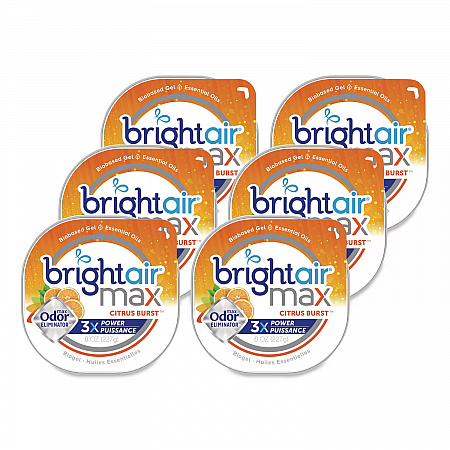 Max Odor Eliminator Air Freshener, Citrus Burst, 8 oz Jar, 6/Carton (900436)