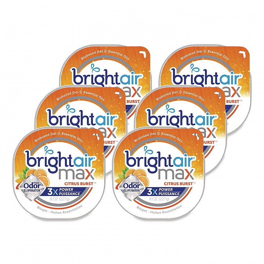 Max Odor Eliminator Air Freshener, Citrus Burst, 8 oz Jar, 6/Carton (900436)