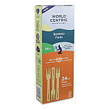 Bamboo Cutlery, Medium Heavyweight, Fork, Paper, Natural, 24/Pack (FOBBR)