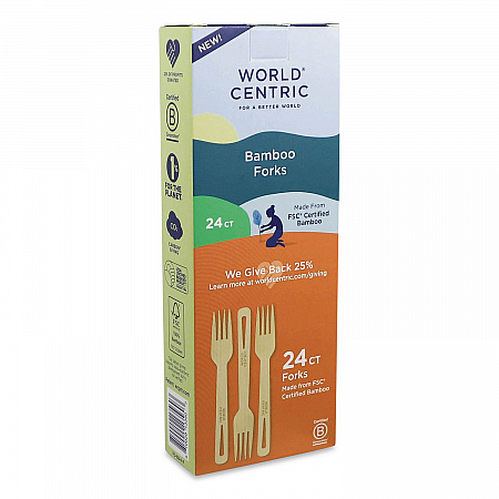Bamboo Cutlery, Medium Heavyweight, Fork, Paper, Natural, 24/Pack (FOBBR)