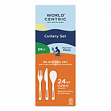 TPLA Cutlery, Medium Heavyweight, Fork/Knife/Spoon, Plastic, Light Beige, 24/Pack (ASPSR)
