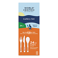 TPLA Cutlery, Medium Heavyweight, Fork/Knife/Spoon, Plastic, Light Beige, 24/Pack (ASPSR)