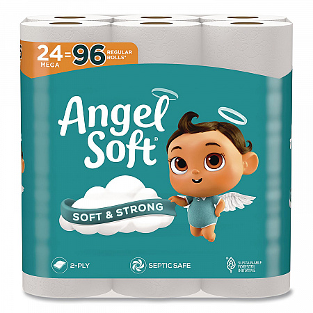 Mega Toilet Paper, Septic Safe, 2-Ply, White, 320 Sheets/Roll, 24 Rolls/Pack (794085)