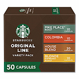 Original Line Variety Pack, Blonde Espresso/Columbia/House Blend/Pike Place Original Pods, 50/Box (109044)