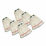 Super Stitch Cotton Looped End Wet Mop, 20 oz, White, 1" Headband, 6/Carton (11206WH00CT)