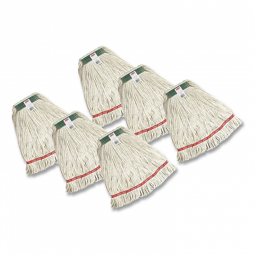 Super Stitch Cotton Looped End Wet Mop, 20 oz, White, 1" Headband, 6/Carton (11206WH00CT)