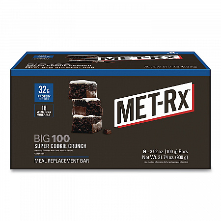 Big 100 Gluten Free Super Cookie Crunch Protein Bar, 3.52 oz, Individually Wrapped, 9/Box (24306984)