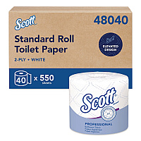 Essential Standard Roll Bathroom Tissue, for Commercial Use, Septic Safe, 2-Ply, White, 550 Sheets/Roll, 40 Rolls/Carton (48040)