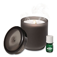 Aromatherapy Essential Oil Flameless Candle Diffuser, Fir Needle and Pine Scent Essential Oil, 5 x 5 x 5, Frosted Glass (111612)