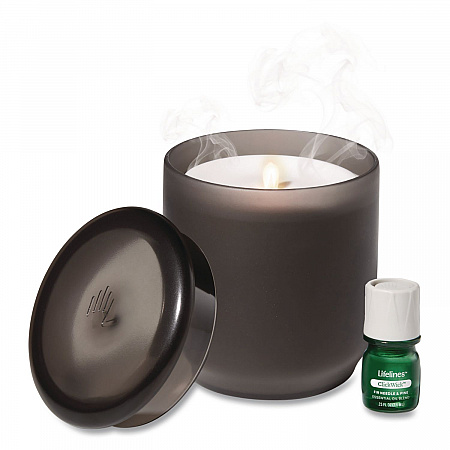 Aromatherapy Essential Oil Flameless Candle Diffuser, Fir Needle and Pine Scent Essential Oil, 5 x 5 x 5, Frosted Glass (111612)