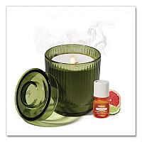 Aromatherapy Essential Oil Flameless Candle Diffuser, Grapefruit and Bergamot Essential Oil, 5.5 x 5.5 x 5.5, Olive (LL111621)