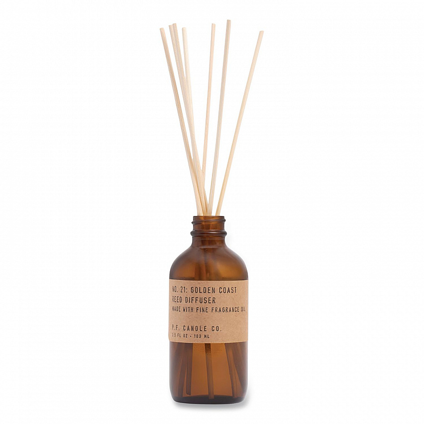 Reed Diffuser, Golden Coast, 3.5 oz, 4.25" Bottle, 9" Reeds, Amber (RD21)