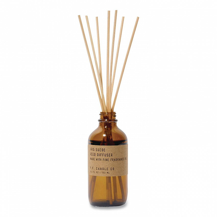 Reed Diffuser, Iris Suede, 3.5 oz, 4.25" Bottle, 9" Reeds, Amber (XRD23)