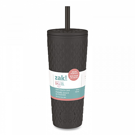 Cora Stainless Steel Double Wall Insulated Tumbler, 24 oz, Ebony (0015W621)