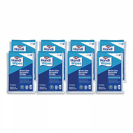 Handi Wipes, 1-Ply, 11.25 x 16.88, Unscented, Blue, 72 Wipes/Bag, 8 Bags/Carton (60942CT)