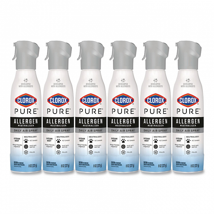 PURE Allergen Neutralizer Daily Air Spray, Ocean Mist, 8 oz Aerosol Spray, 6/Carton (60753CT)