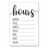Dry Erase Business Hours Spa Style Sign, White 8 x 12 Surface (098644)